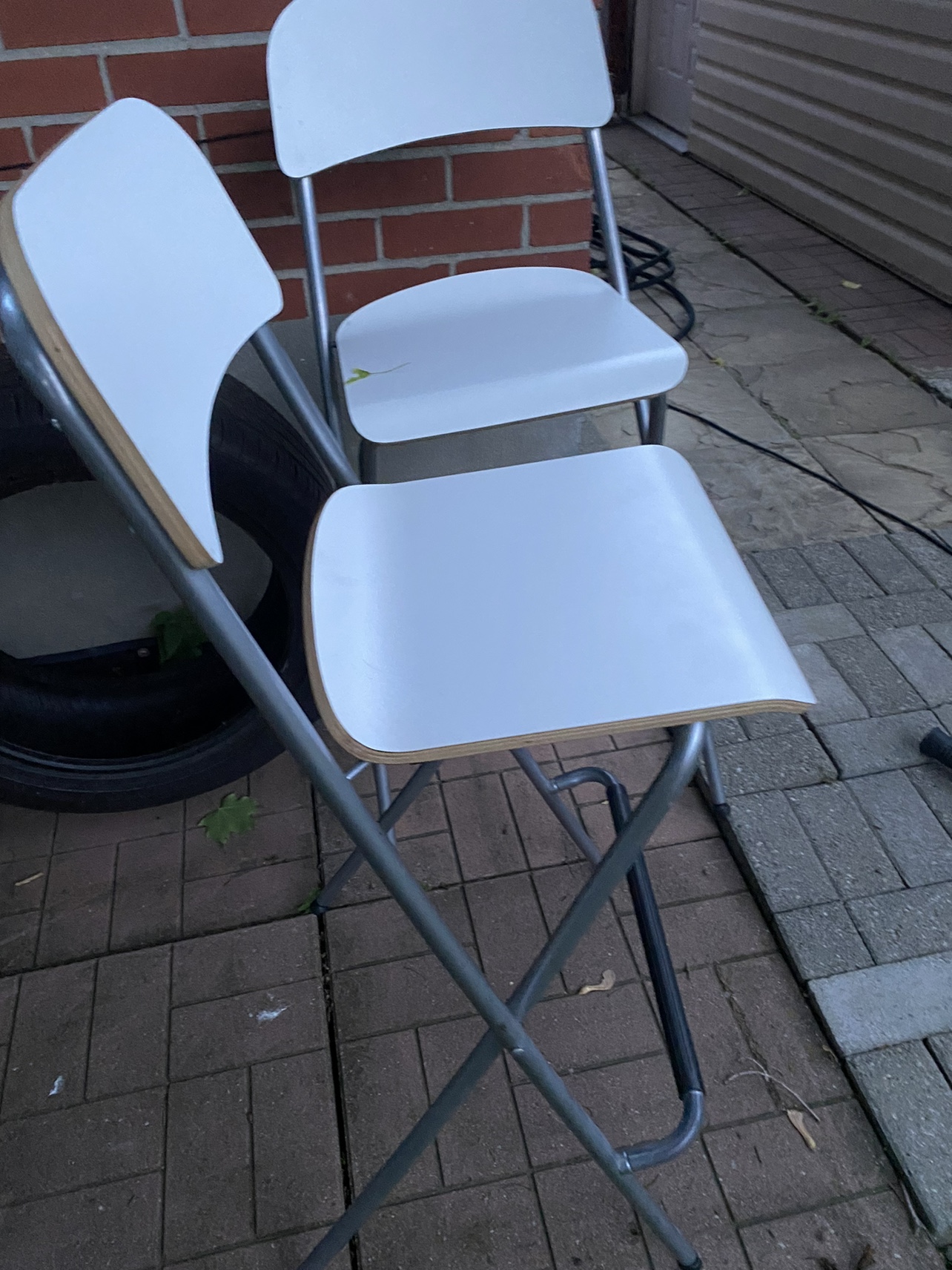 White Folding Bar Stools - photo 2