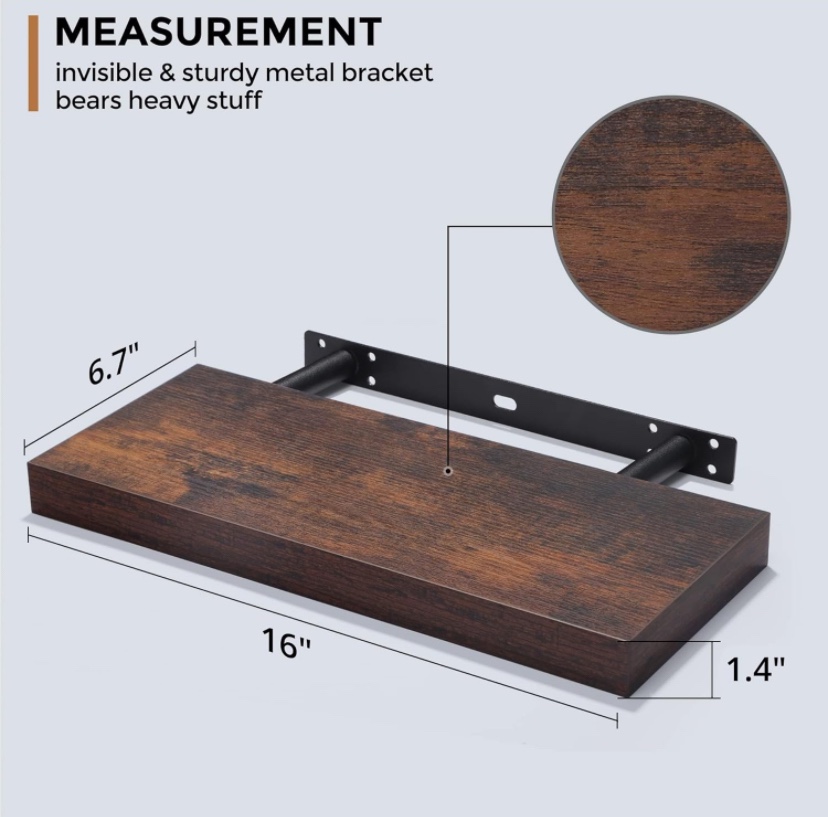 Floating Wall Shelf Set pack of 2 - New - photo 3