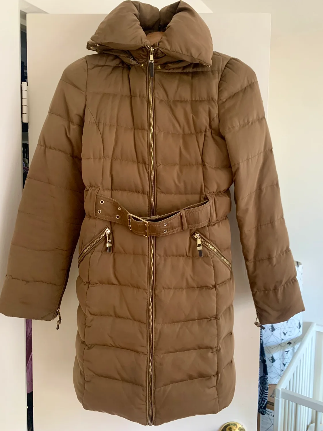 Zara Woman Down Jacket - Beautiful Olive Green NEEDS TO GO TODAY thumbnail