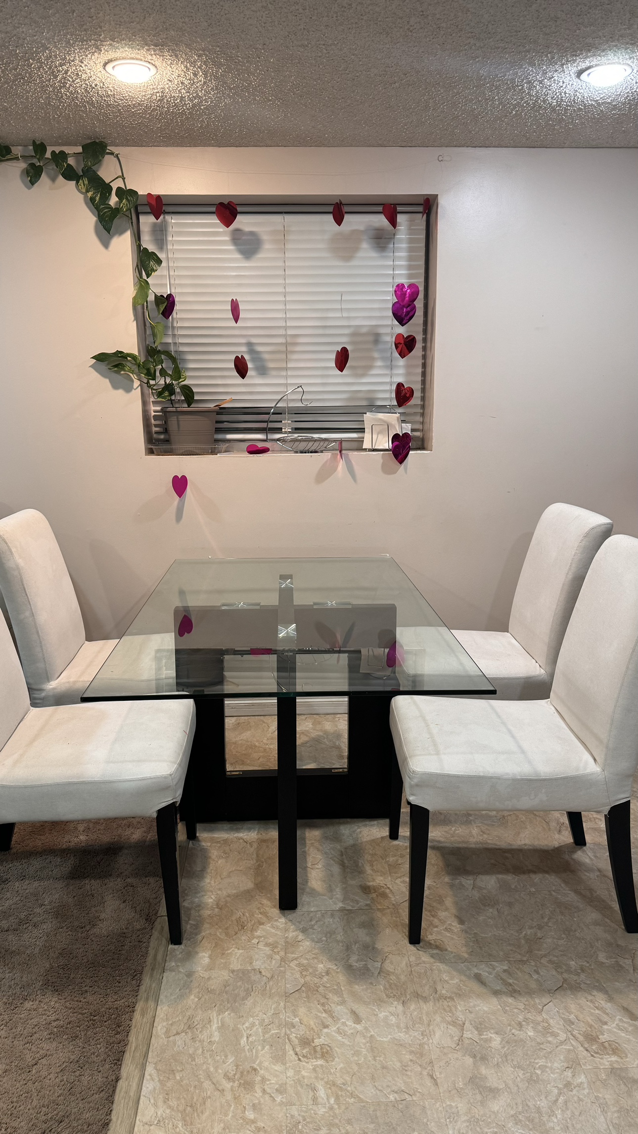 Glass dining table and 4 chairs