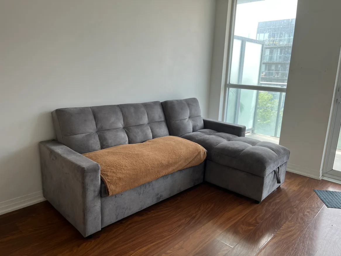 Moving sales -  Grey Sectional Sofa Bed with storage thumbnail