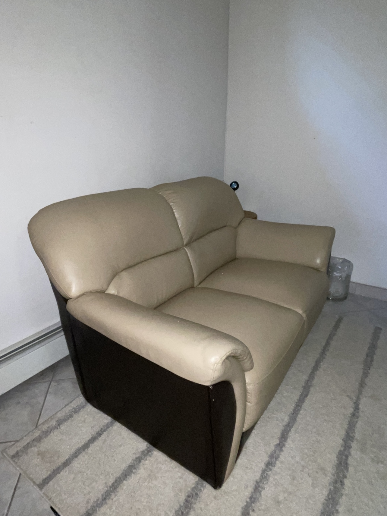 Beige Faux Leather Love seat - photo 3