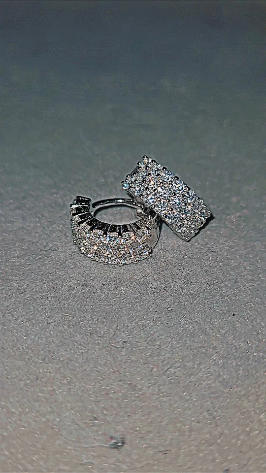 Silver Hoop Earrings with Moissanite thumbnail