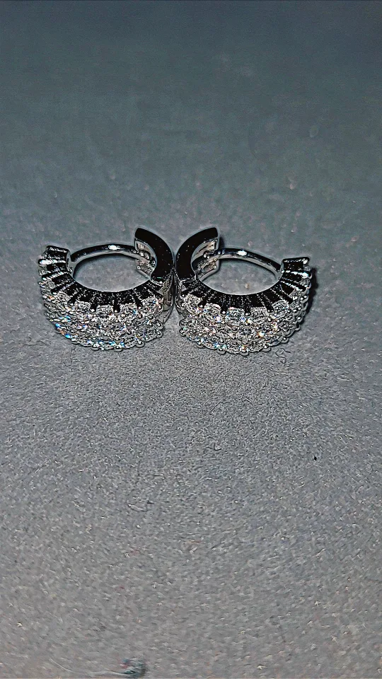 Silver Hoop Earrings with Moissanite image indicator(2)