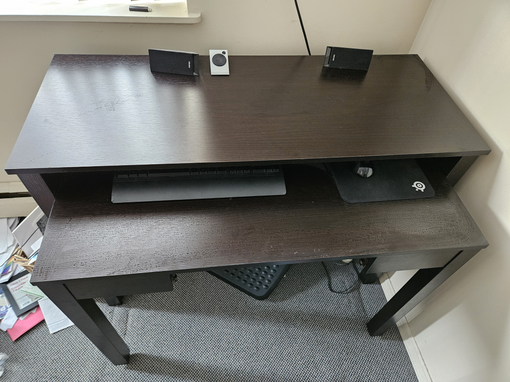 Black Computer Desk with Pull Out Shelf - photo 2