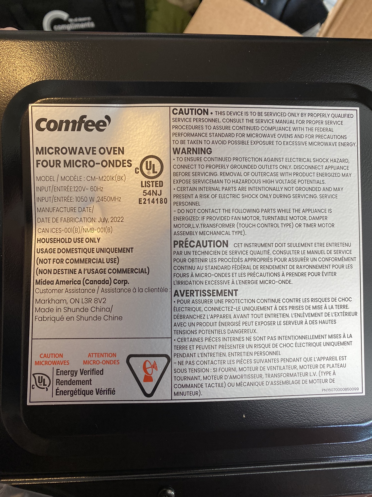 Comfee Microwave Oven .7 capacity - photo 2