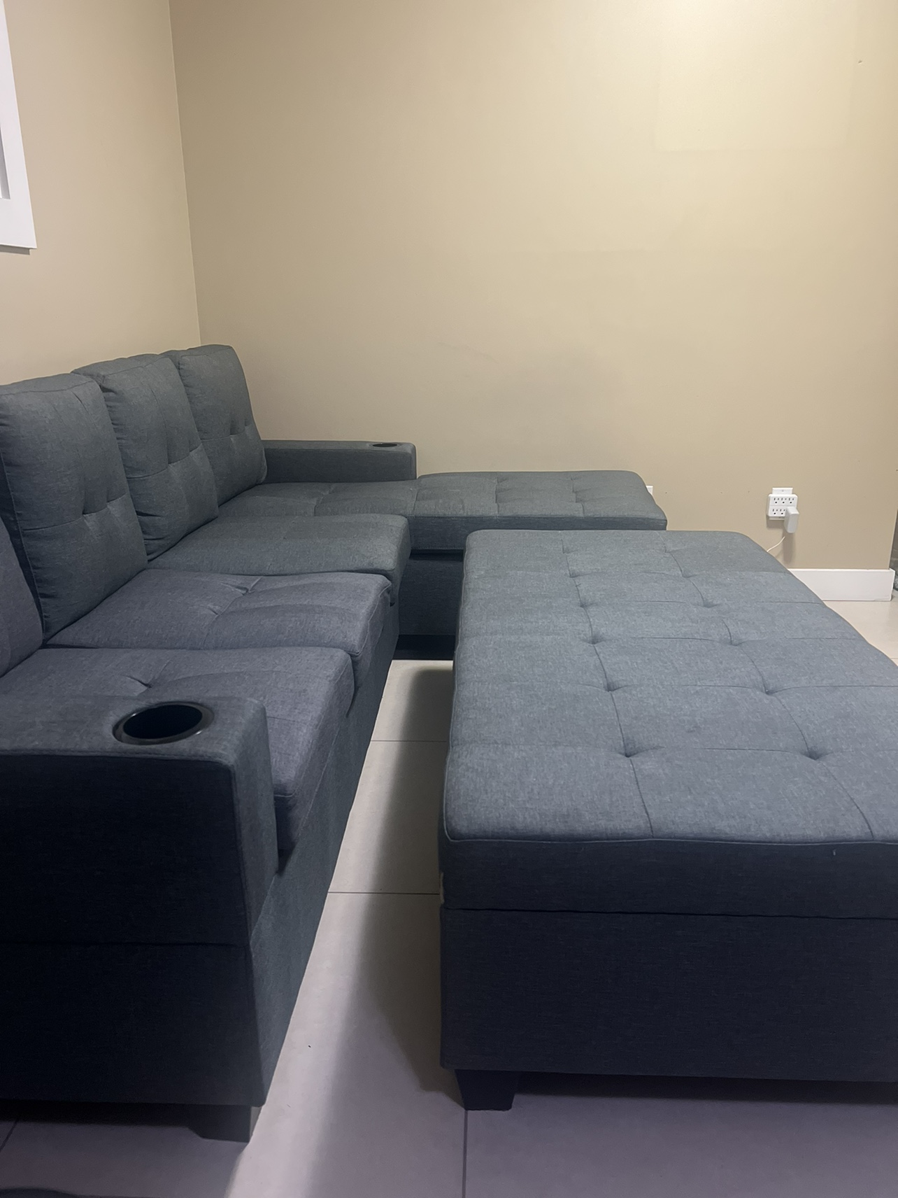 Sectional Sofa with Chaise Lounge and Storage Ottoman - photo 3