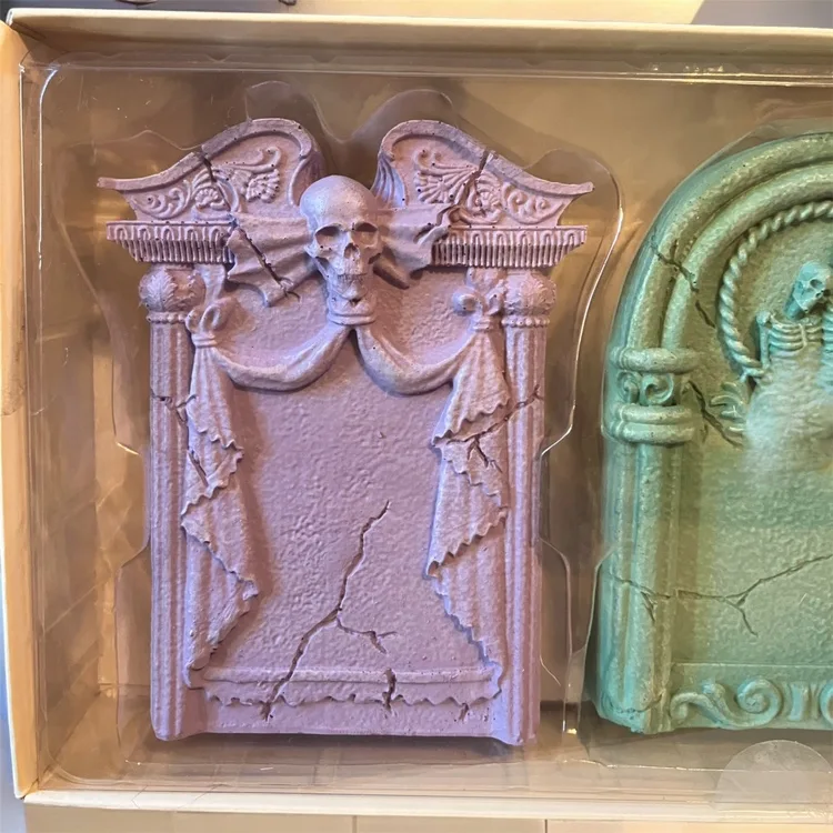 NEW Rachel Zoe Set 3 Tombstone Pastel Halloween Decor Skull image indicator(4)