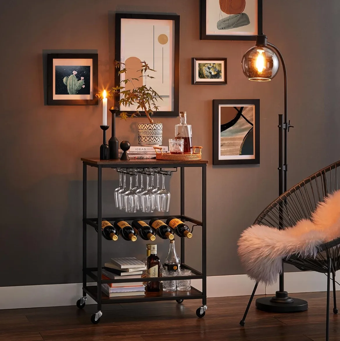 Bar Cart with Wine Rack / Coffee Cart thumbnail