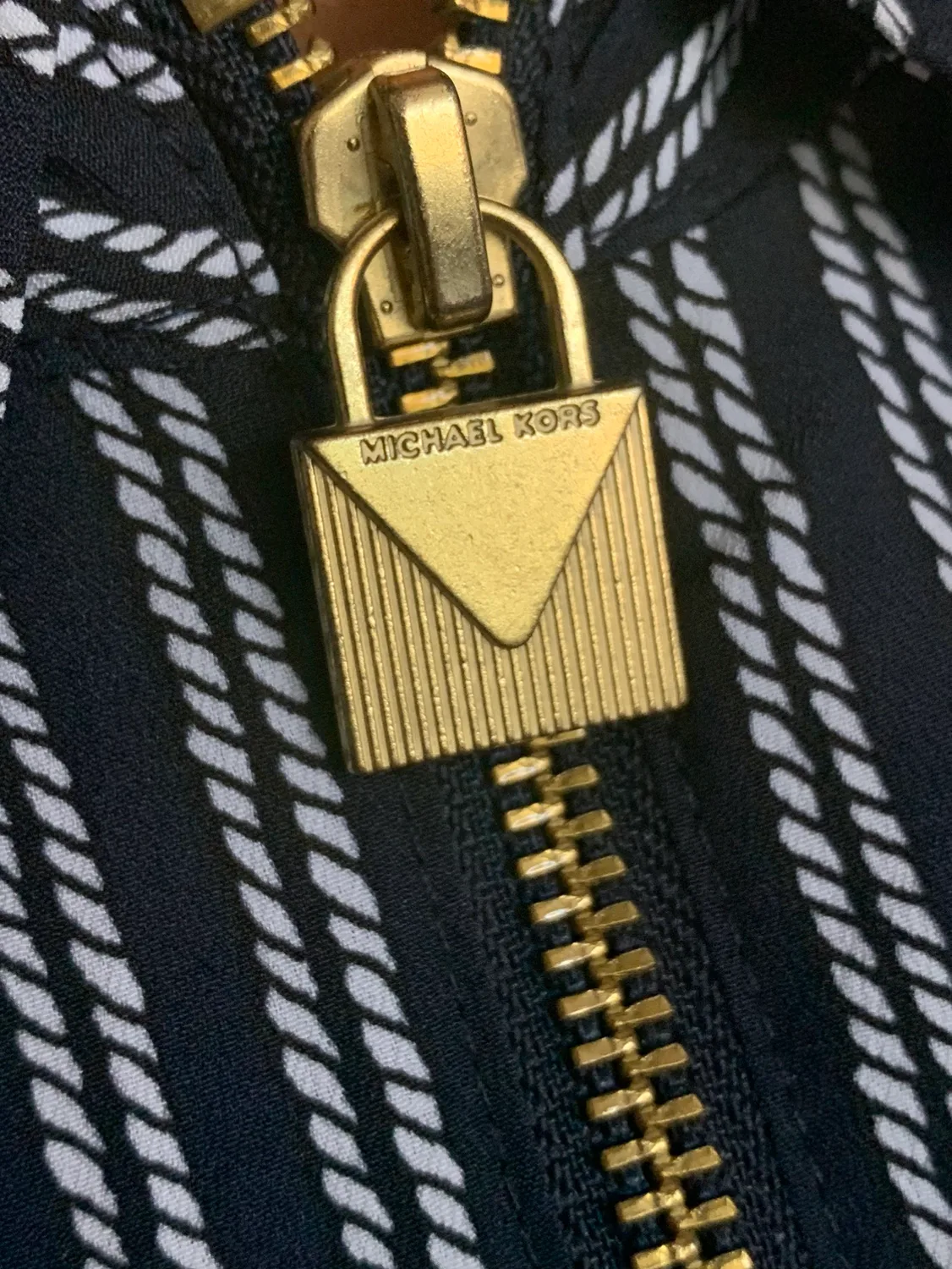 Michael Kors Nautical Striped Zip-Up Shirt w/ Gold Hardware image indicator(3)