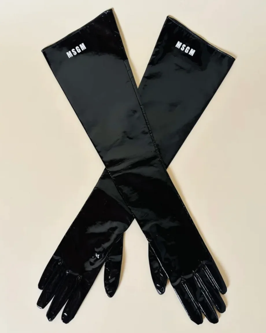 Black vinyl long gloves image indicator(5)