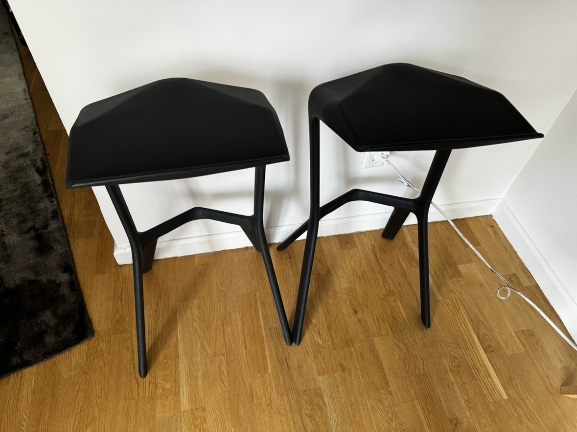 Two Geometric Black Bar Stools - photo 2