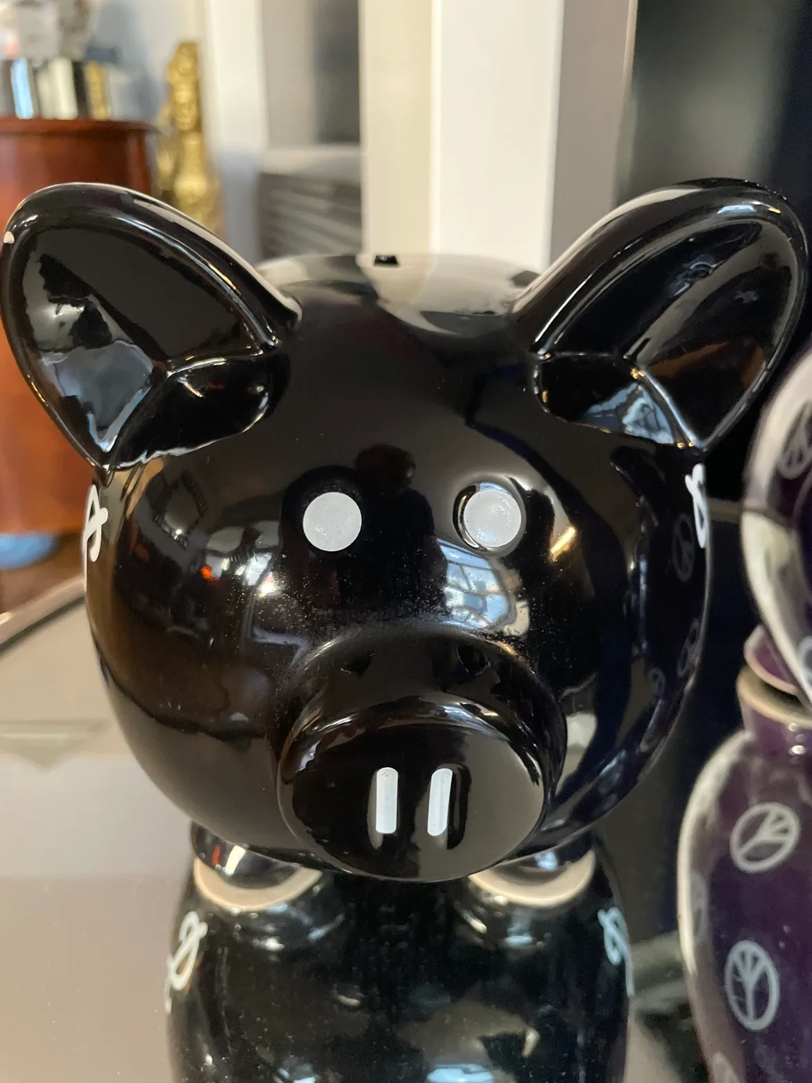 Porcelain Peace Sign Piggy Bank and Money Sign Piggy Bank image indicator(3)