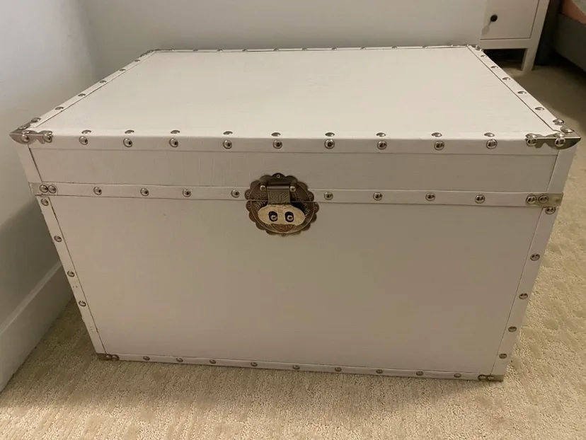 White Leather Storage Trunk thumbnail