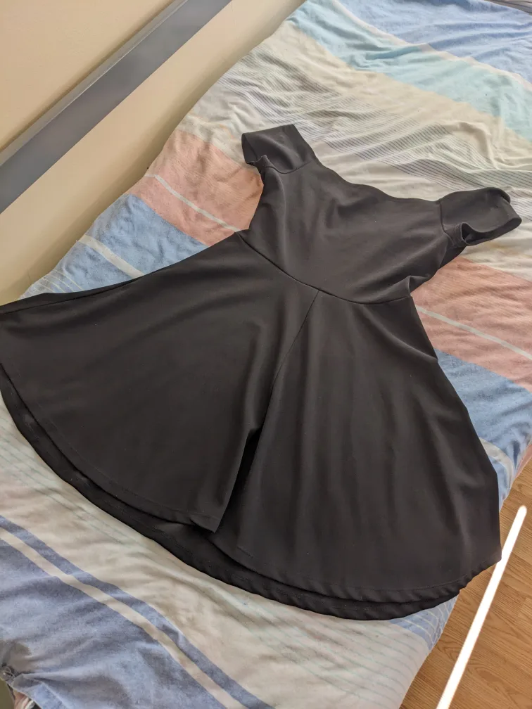 Black Over the Shoulder Mini Dress image indicator(4)