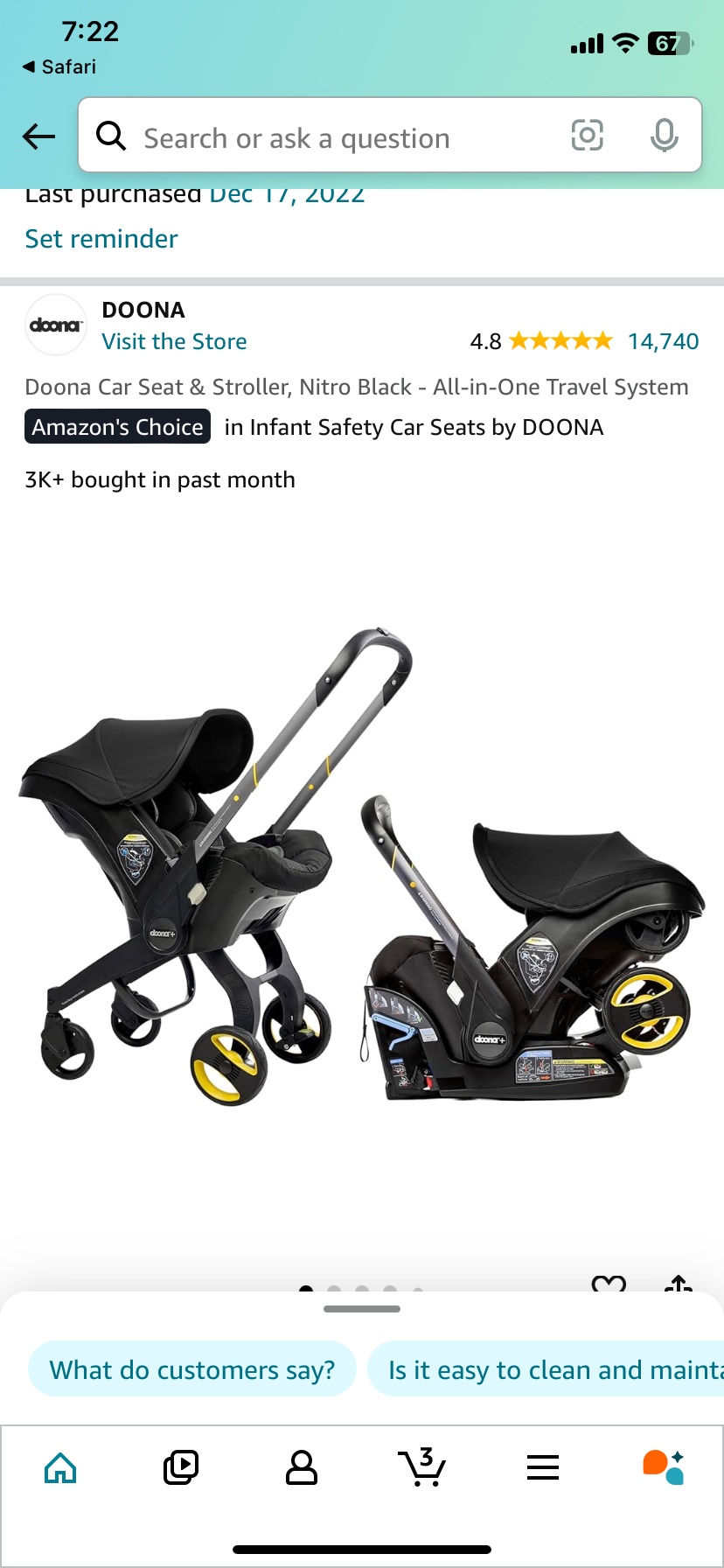 Doona Car Seat and Stroller (free carseat cover)