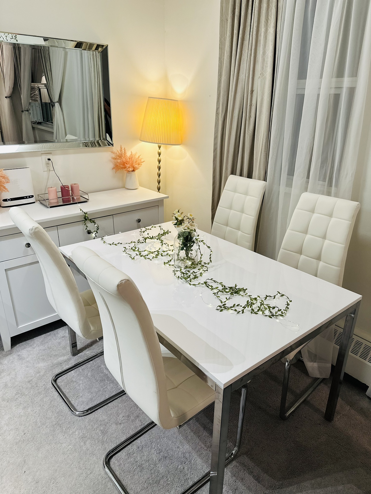 White Dining Table and Four Chairs - photo 2