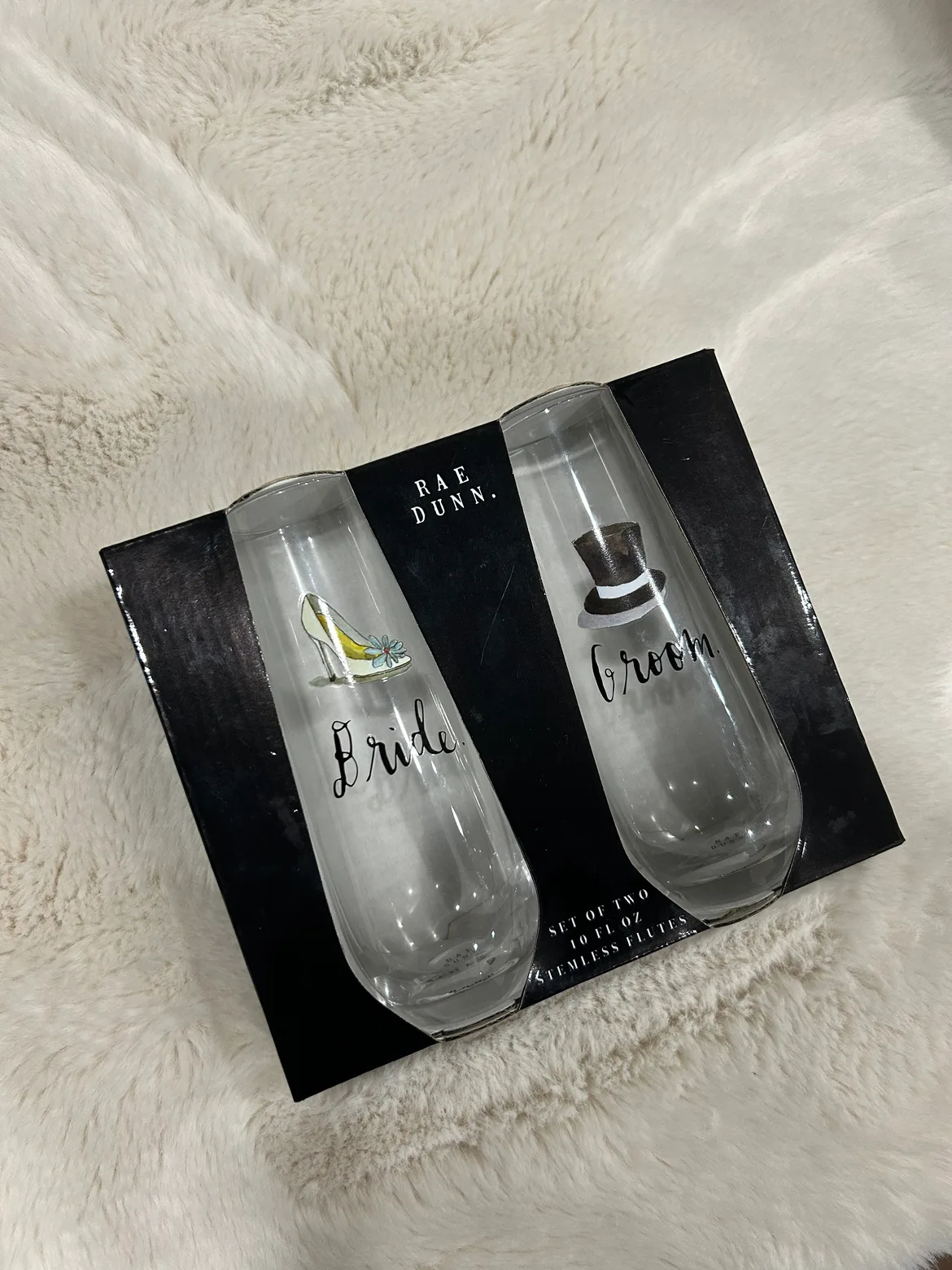 Rae Dunn Stemless Bride and Groom Flutes, Set of 2 image indicator(2)