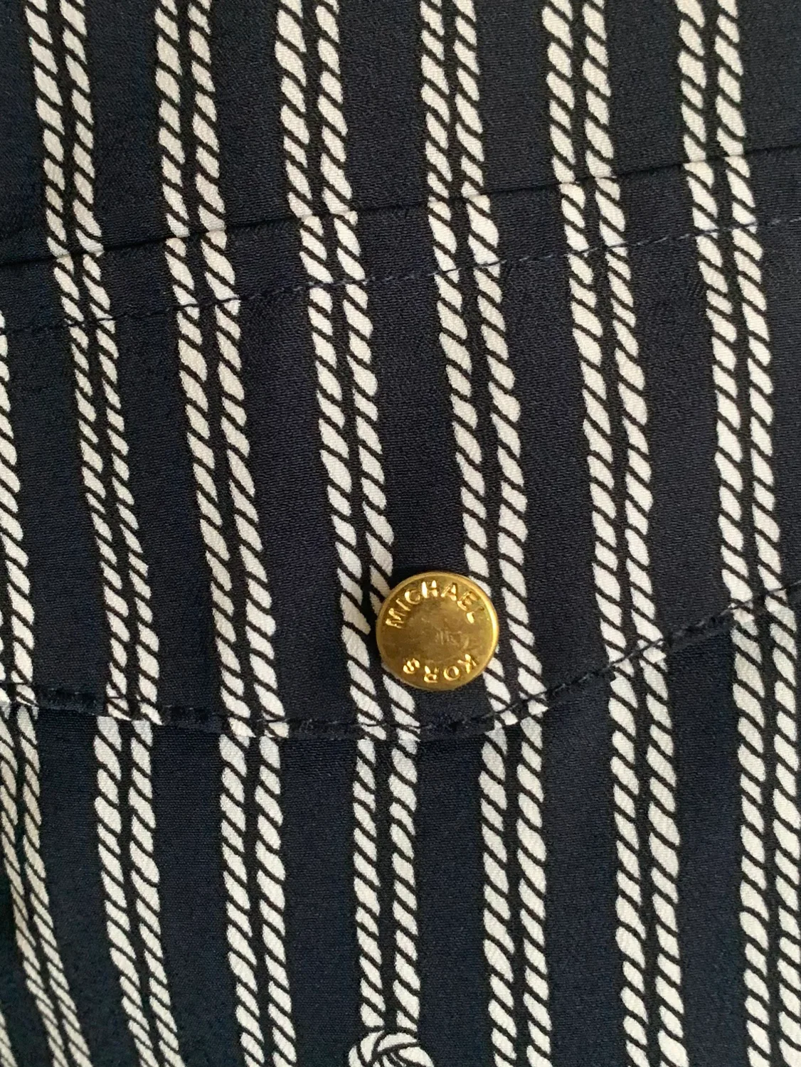 Michael Kors Nautical Striped Zip-Up Shirt w/ Gold Hardware image indicator(10)