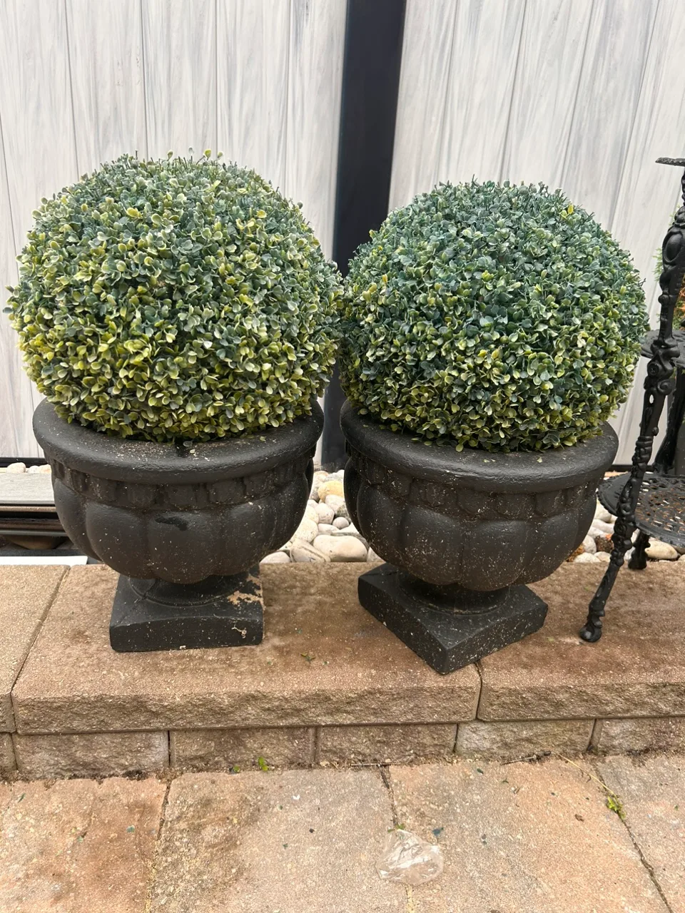 Concrete Planter Pots (2) Artificial Rounded Plant thumbnail