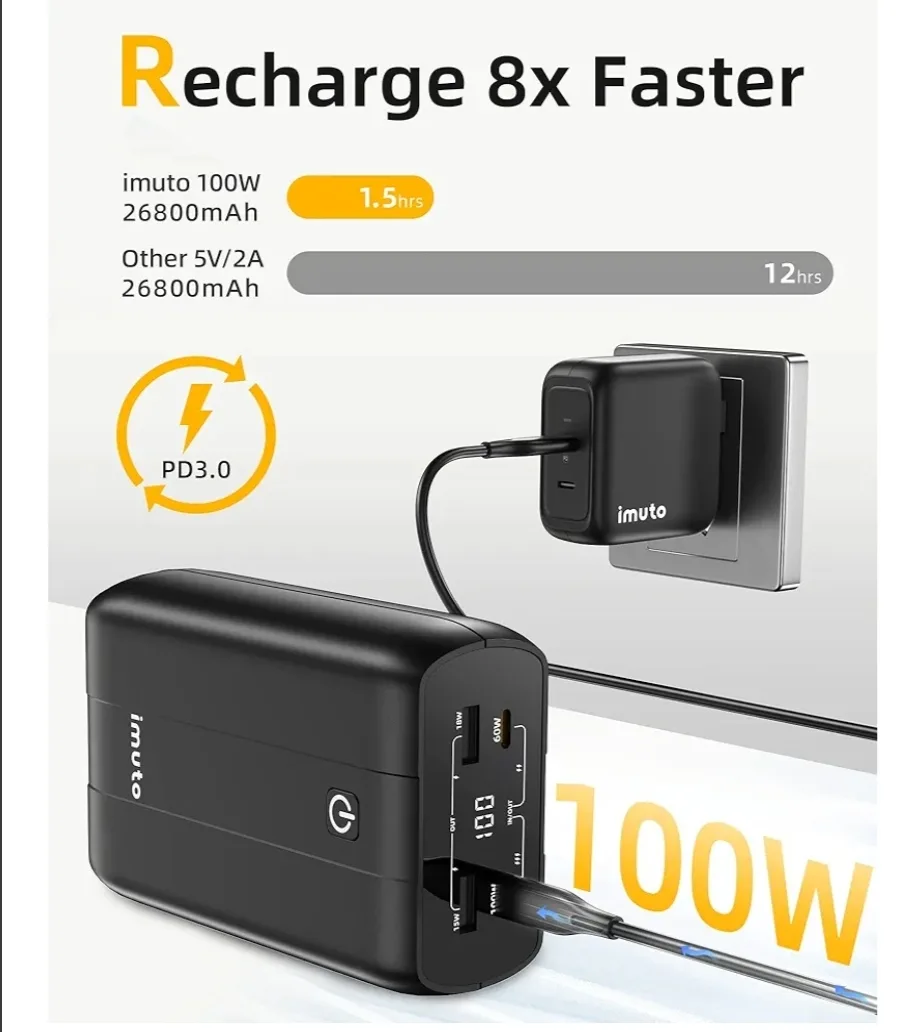 imuto 100W 99Wh Portable Laptop Power Bank thumbnail