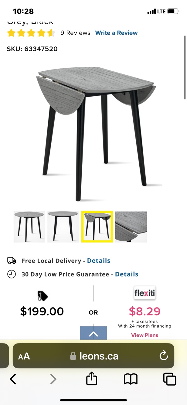 Grey Drop Leaf Dining Table one month old. Pick up square one - photo 2