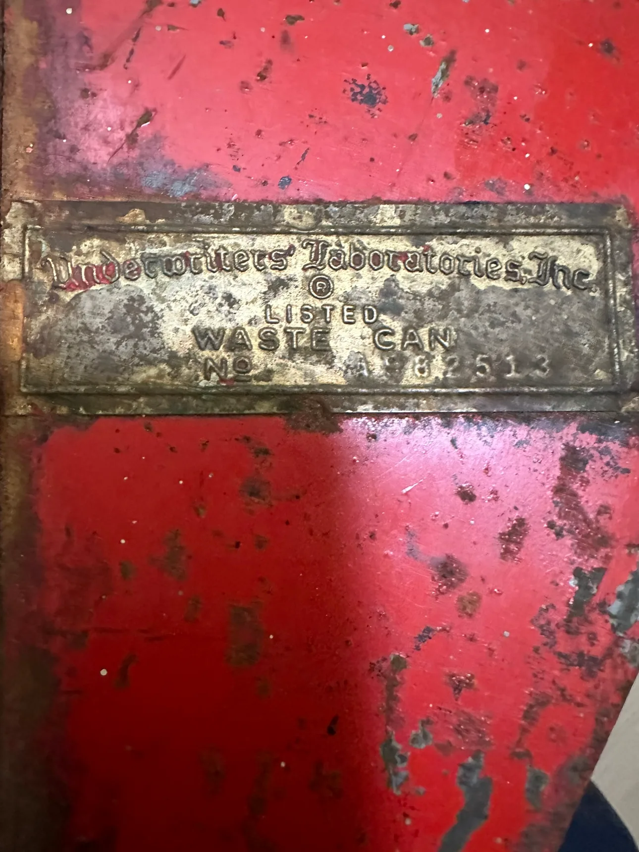 Vintage Red Metal laboratory Garbage Can image indicator(5)