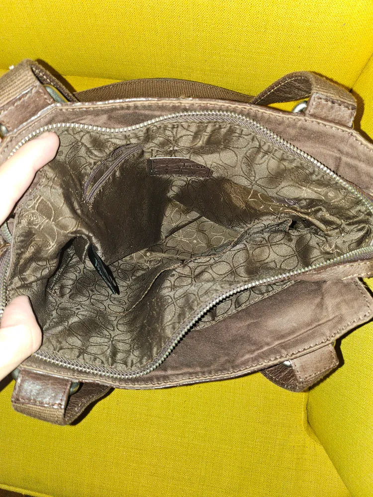 Fossil Vintage Brown Genuine Leather Shoulder Bag Purse Tote image indicator(5)