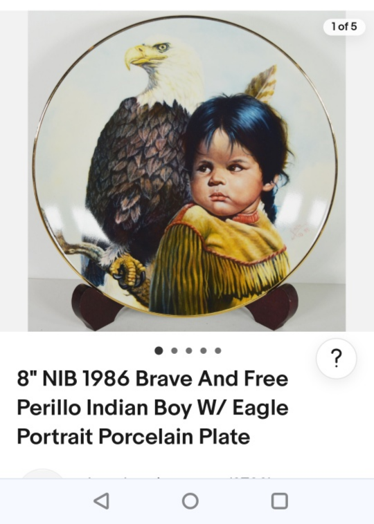 8" NIB 1986 Brave And Free Perillo Indian Boy W/ Eagle  Plat - photo 2