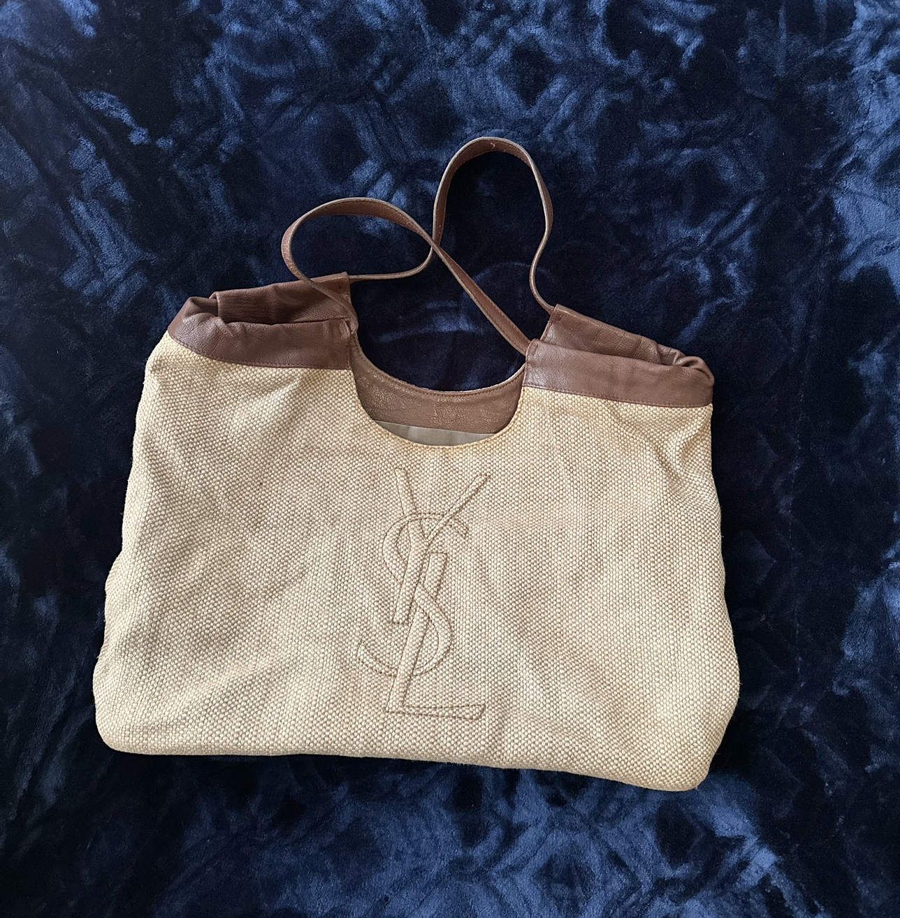 AUTHENTIC YSL Linen Belle de Jour Cabas Tote