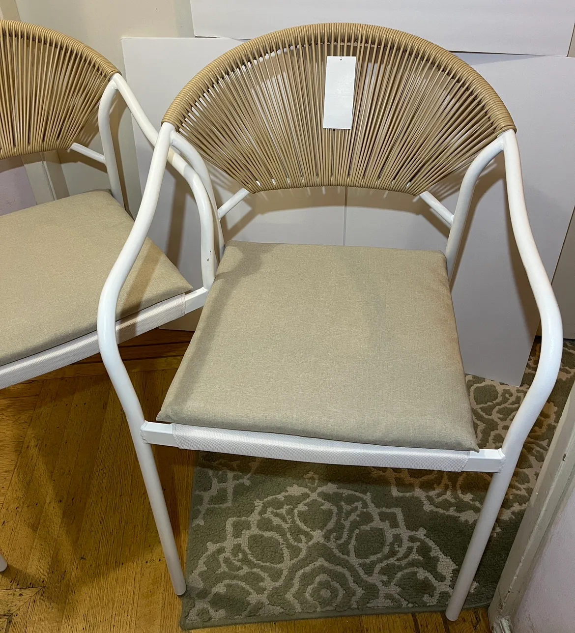 *NEW* 2 White and Tan Patio Chairs - Bistro chair style thumbnail