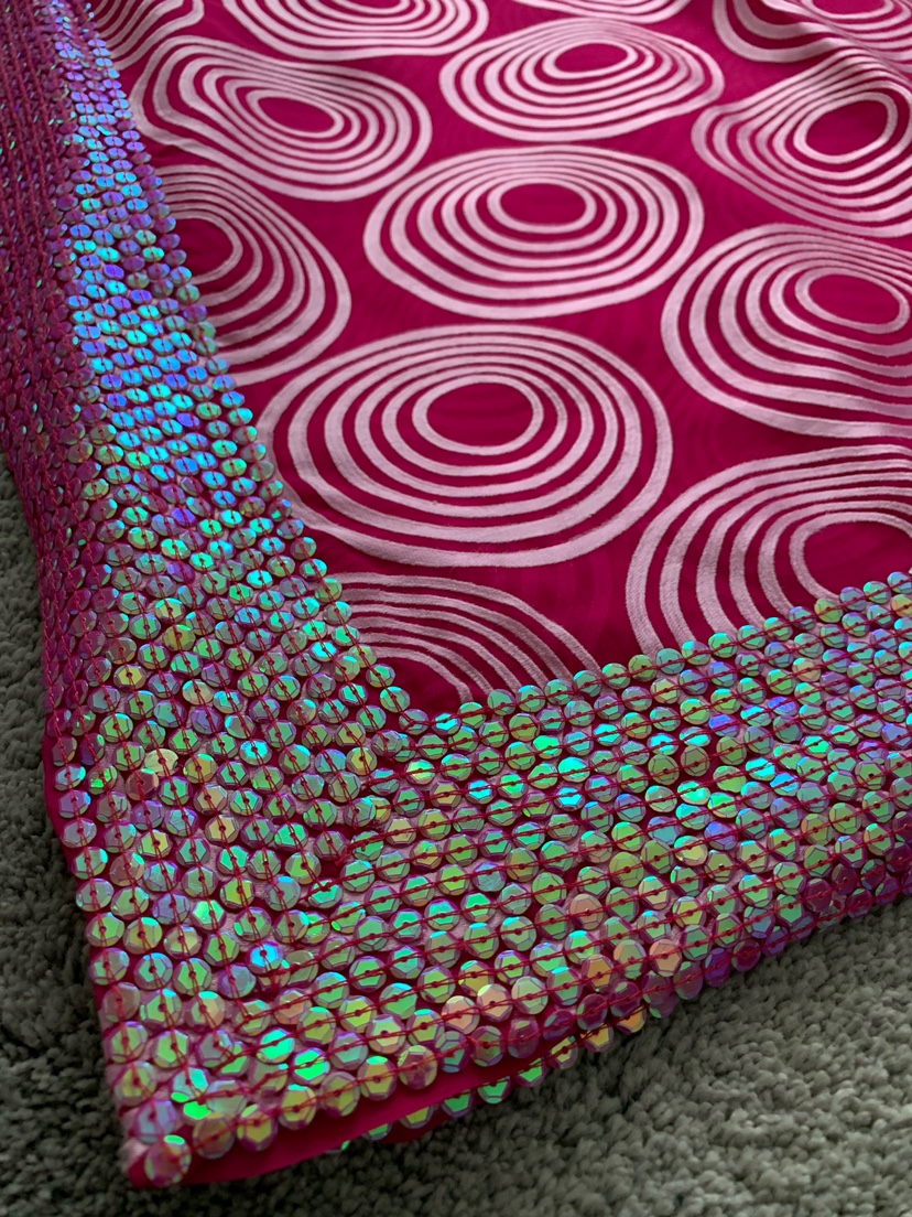 Pink and White Sequined Saree - photo 2