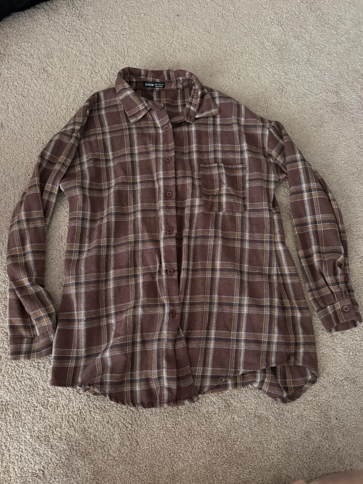 Brown Plaid Button Up Shirt #freecycle thumbnail