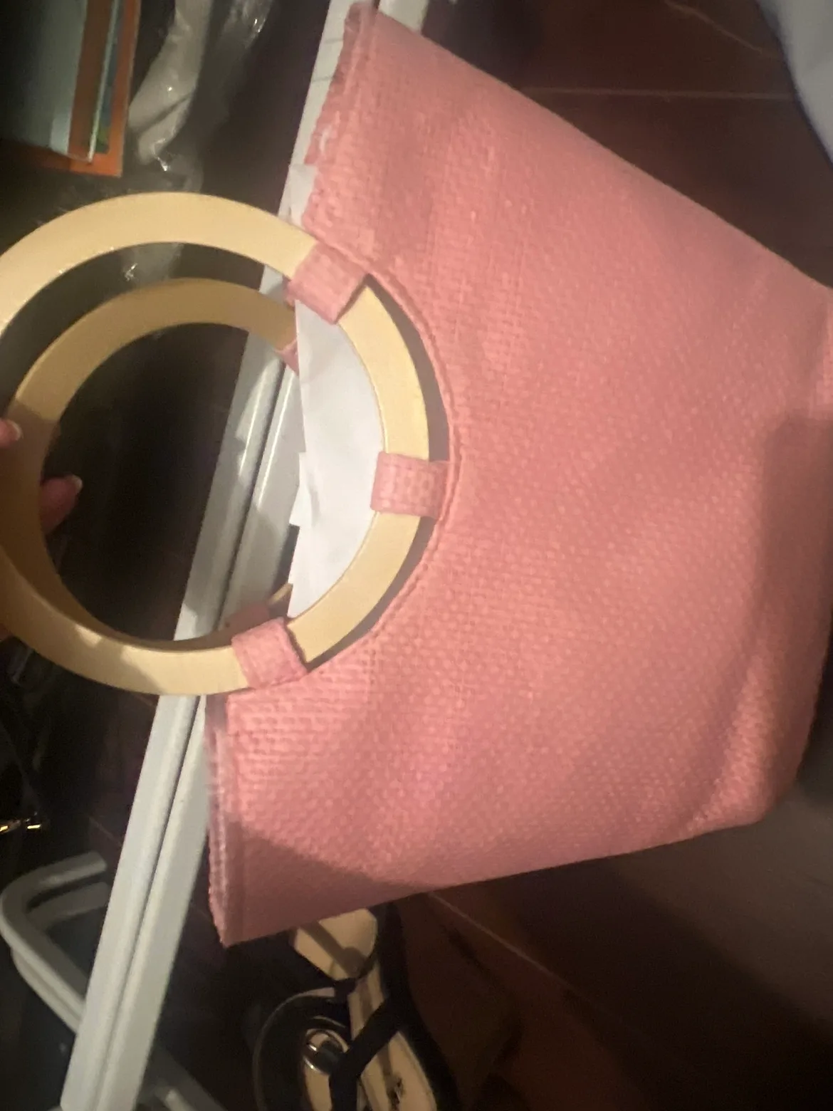 Pink Handbag with Wooden Handle #freecycle thumbnail