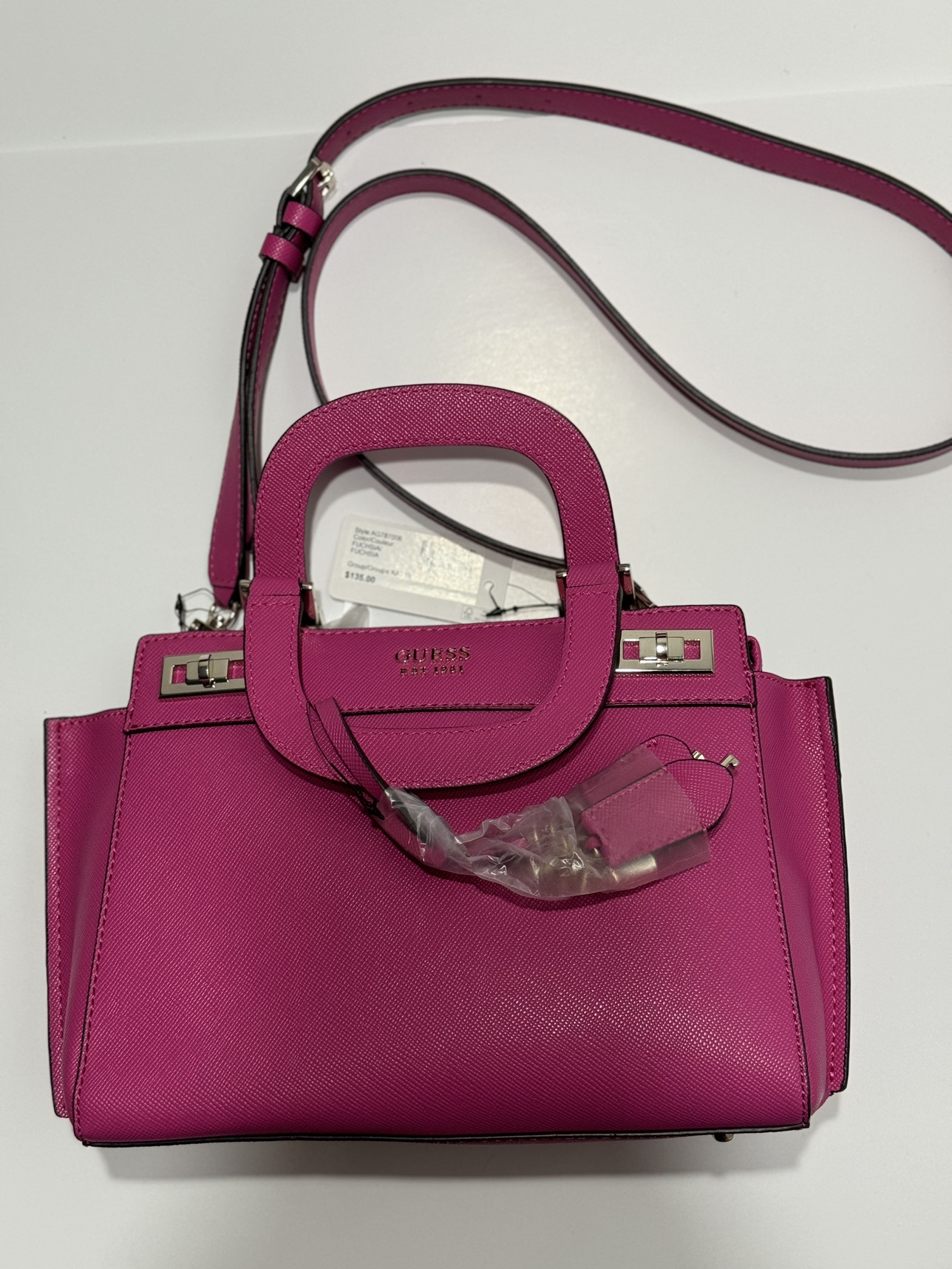 GUESS Katey Girlfriend Satchel Fuchsia - photo 3