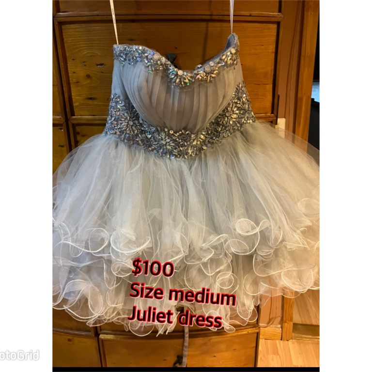 Gray Beaded Juliet Dress