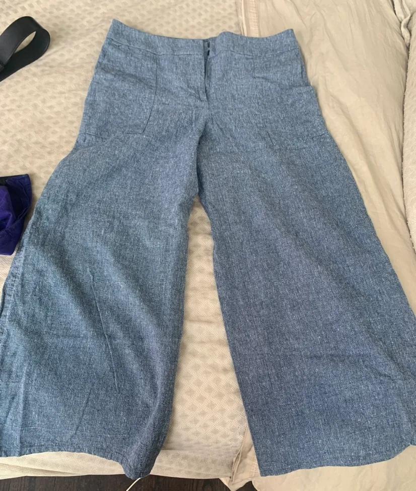 Blue cotton & linen culottes S-M image indicator(4)