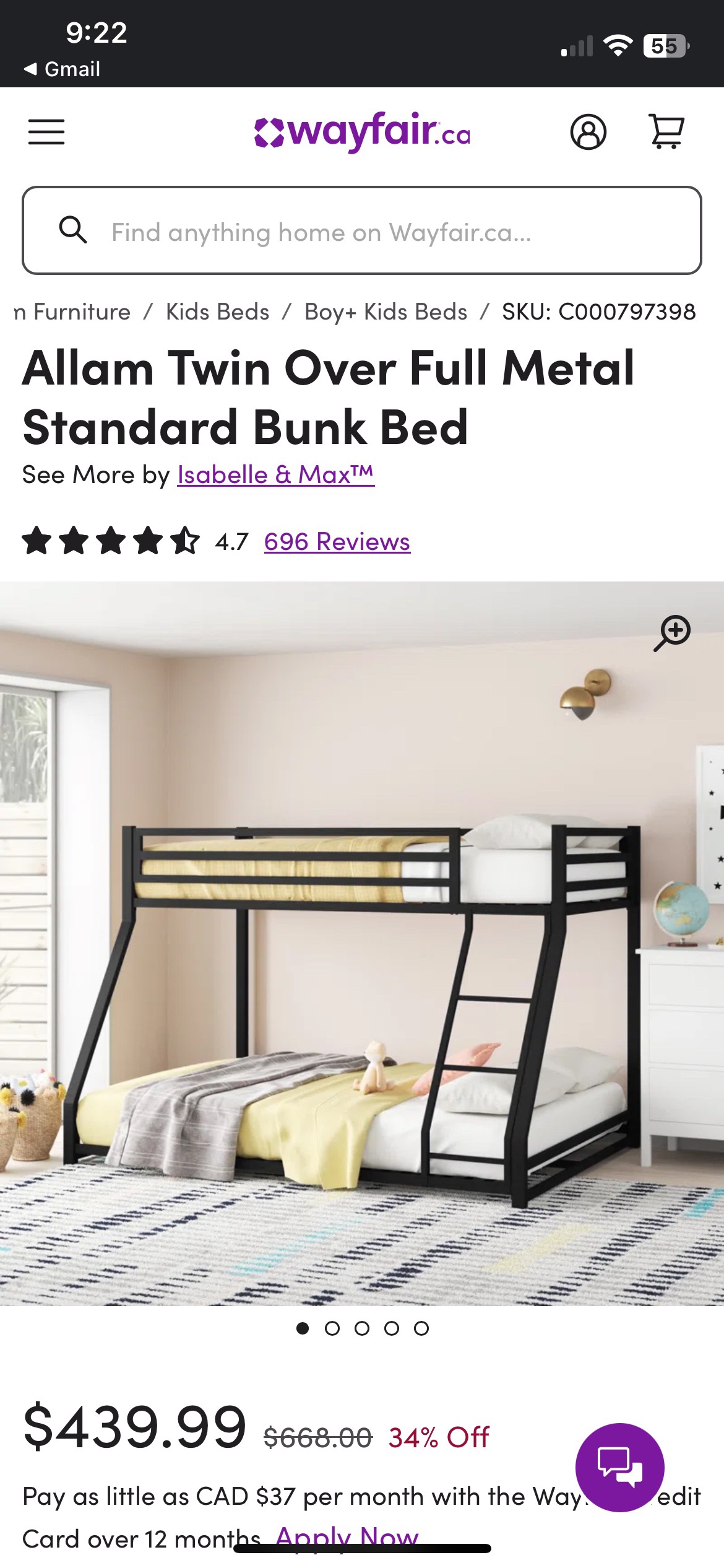 Black Metal Bunk Bed - photo 5