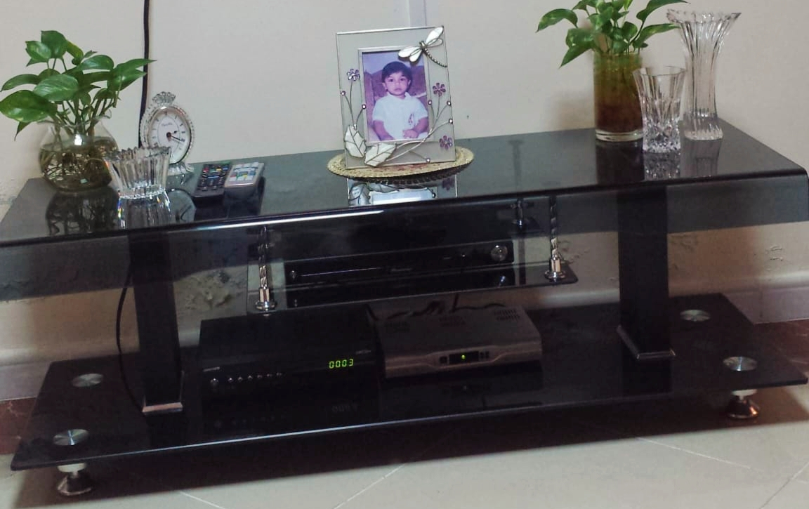 Black Glass TV Stand