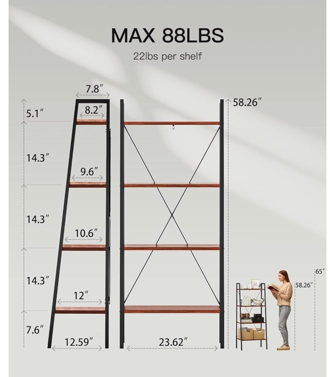 4-Tier Ladder Shelf Bookcase - photo 2
