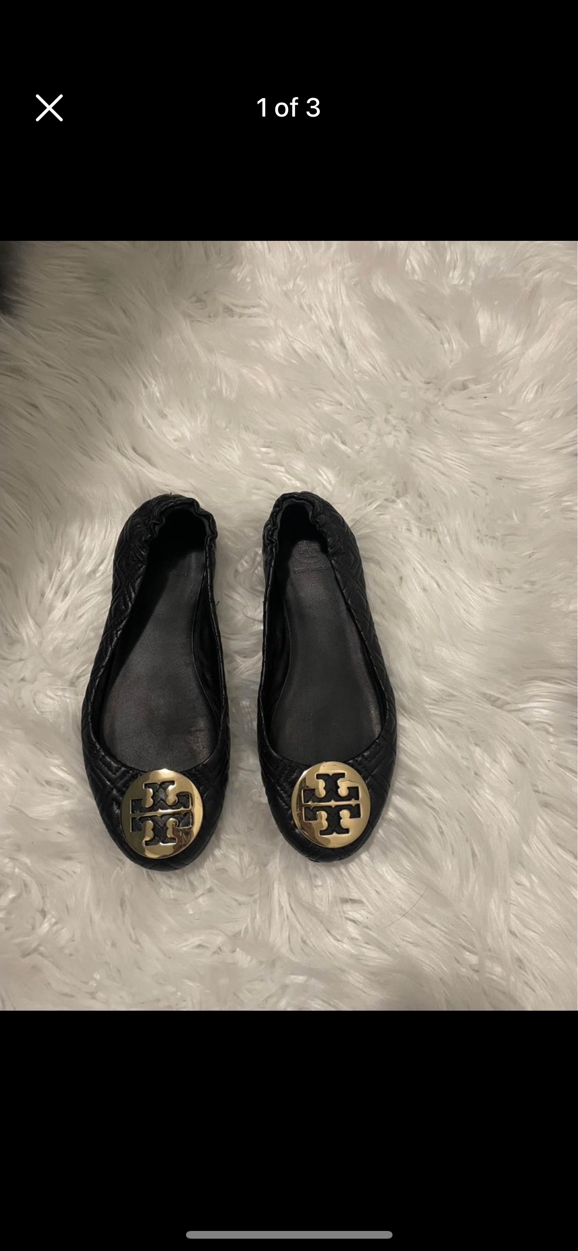 Tory Burch black leather flats 7.5