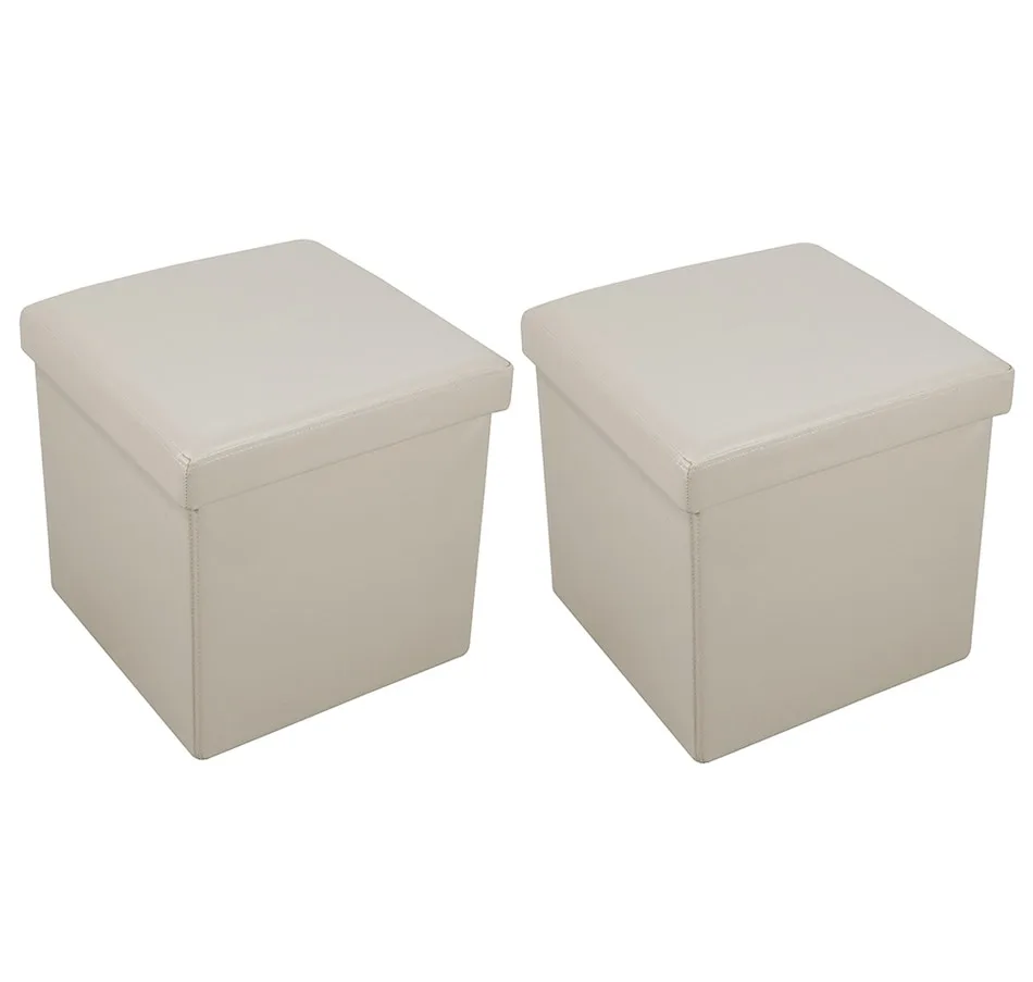 Two-Pack Of 15" Folding Ottamans With Trays (cream) thumbnail