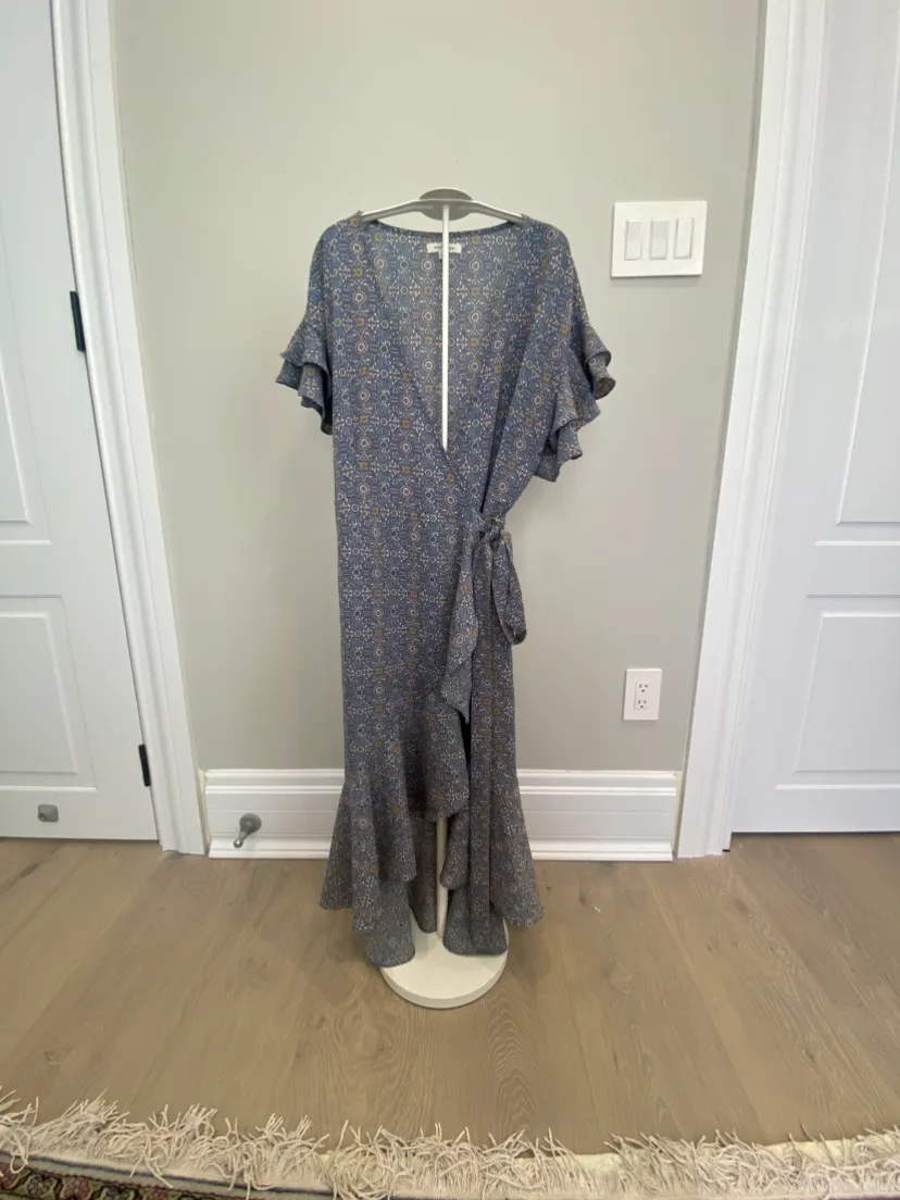 Blue Floral Wrap Dress thumbnail