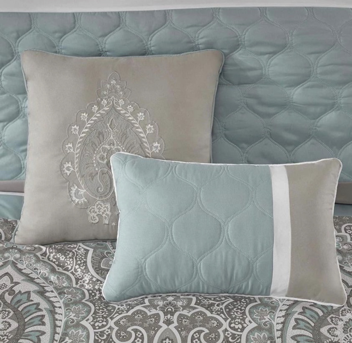 510 Design Shawnee Luxe Quilted 8pc Comforter Set, King, Seafoam - photo 2
