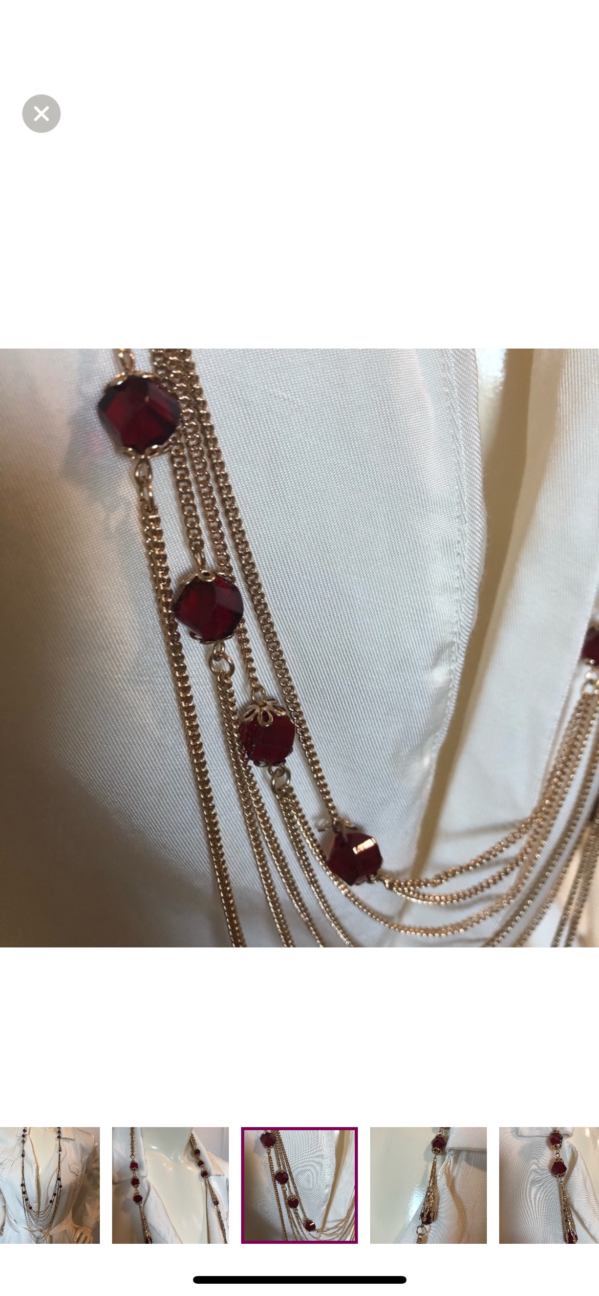 Multi-Strand Gold Necklace with Red Stones - photo 3