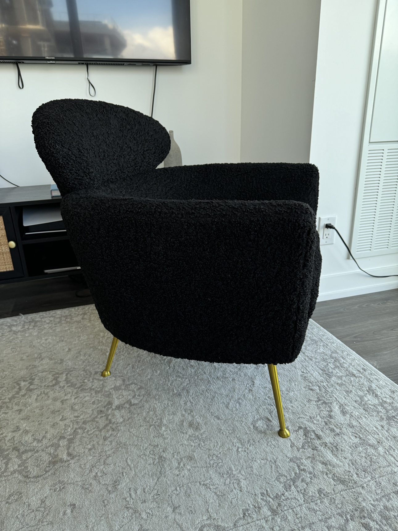 Structube Shepard Faux Shearling Armchair in Black - photo 3