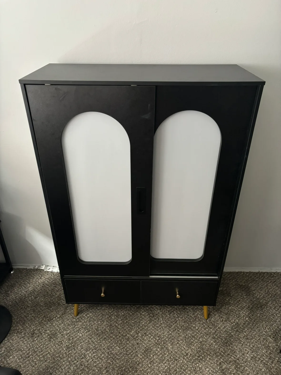 Black Arched Cabinet with Gold Legs thumbnail