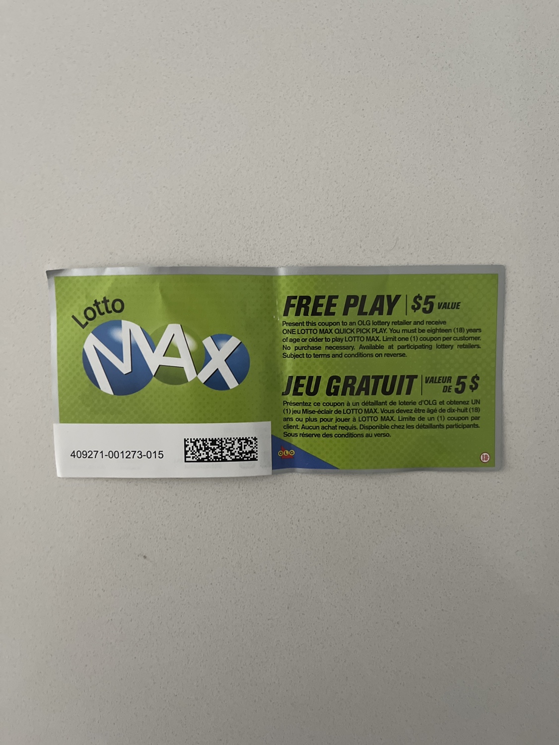 LOTTO MAX $5 Free Play Coupon #freecycle