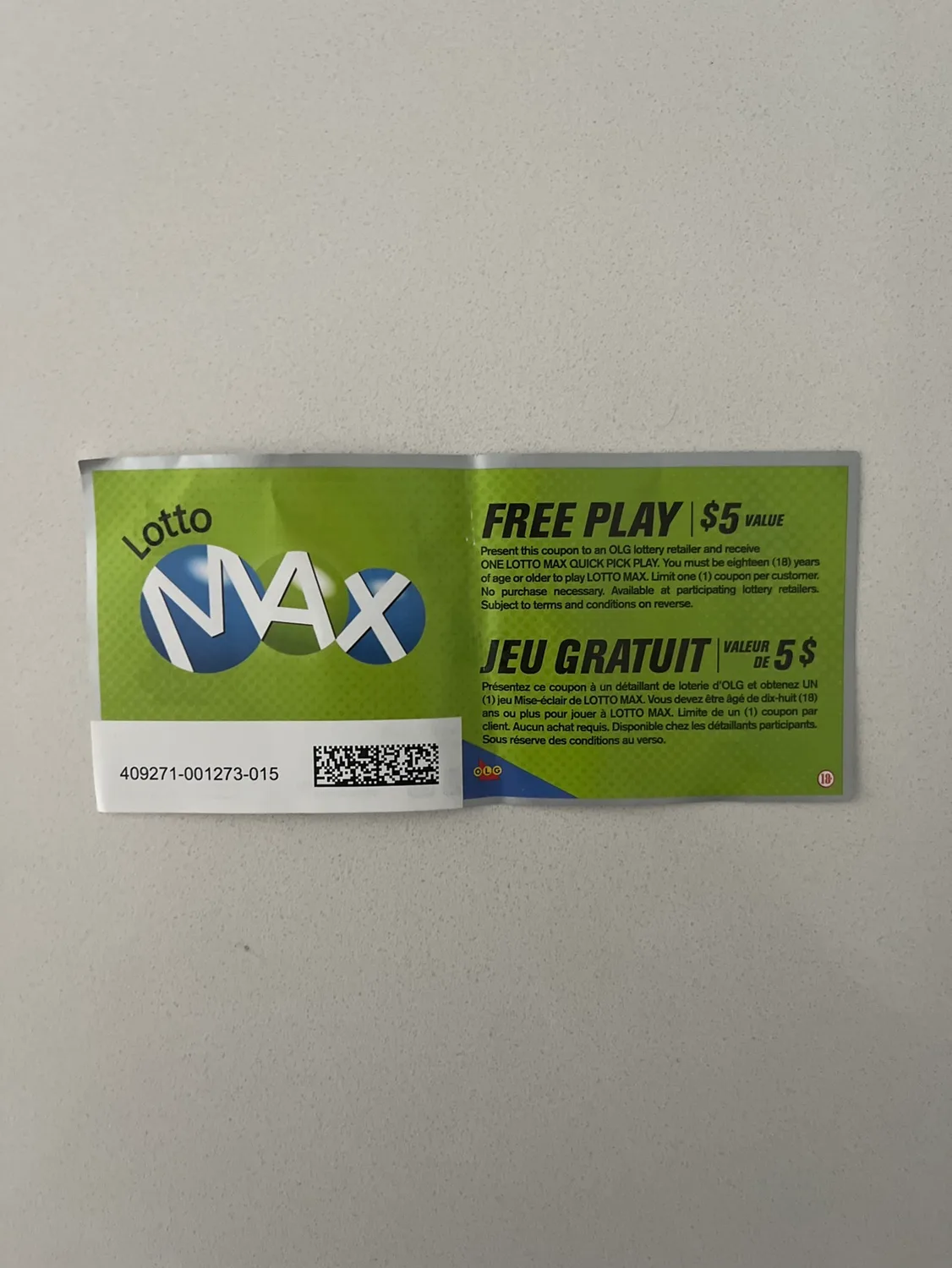 LOTTO MAX $5 Free Play Coupon #freecycle thumbnail