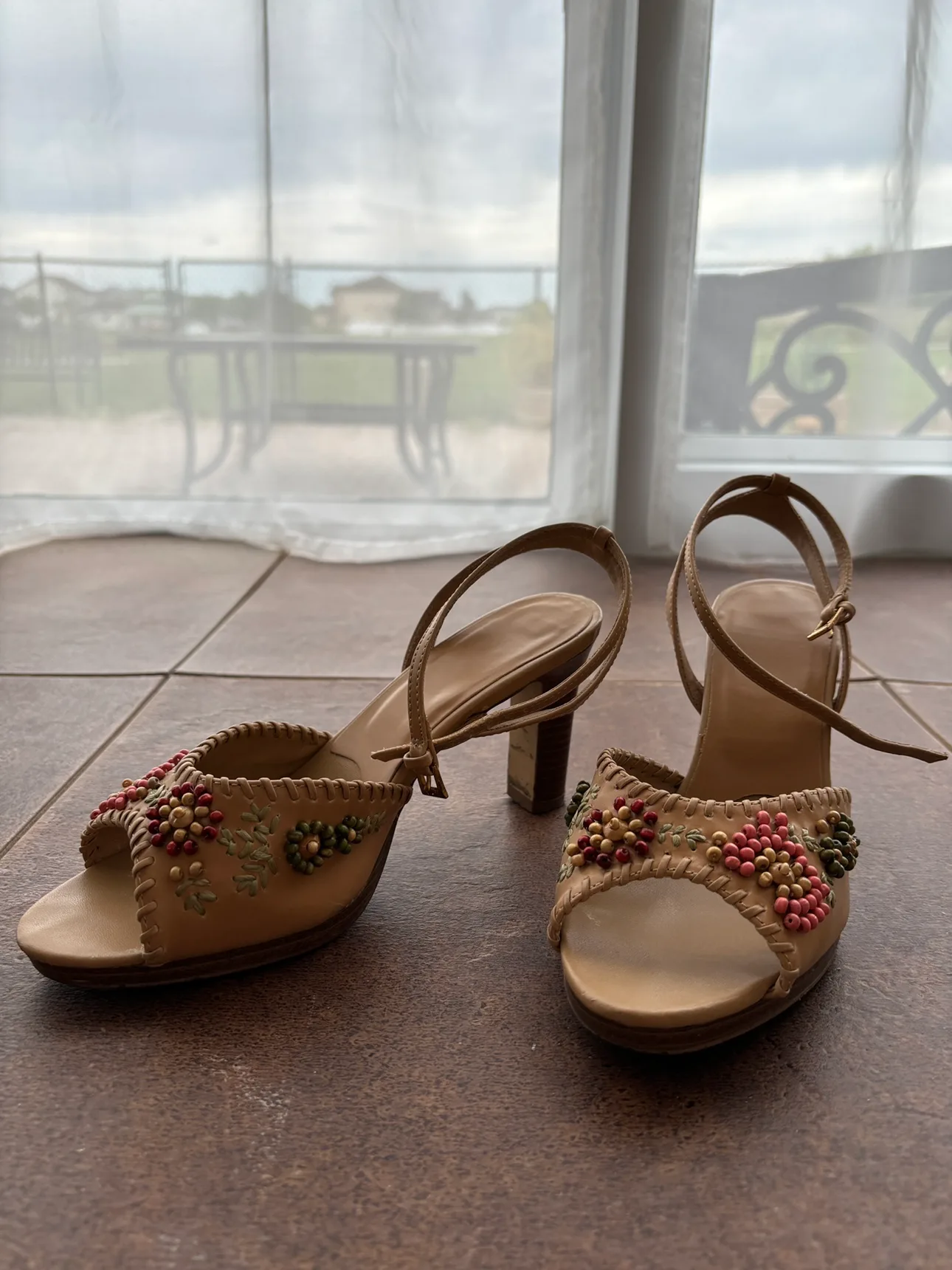 Beaded Tan Heels thumbnail